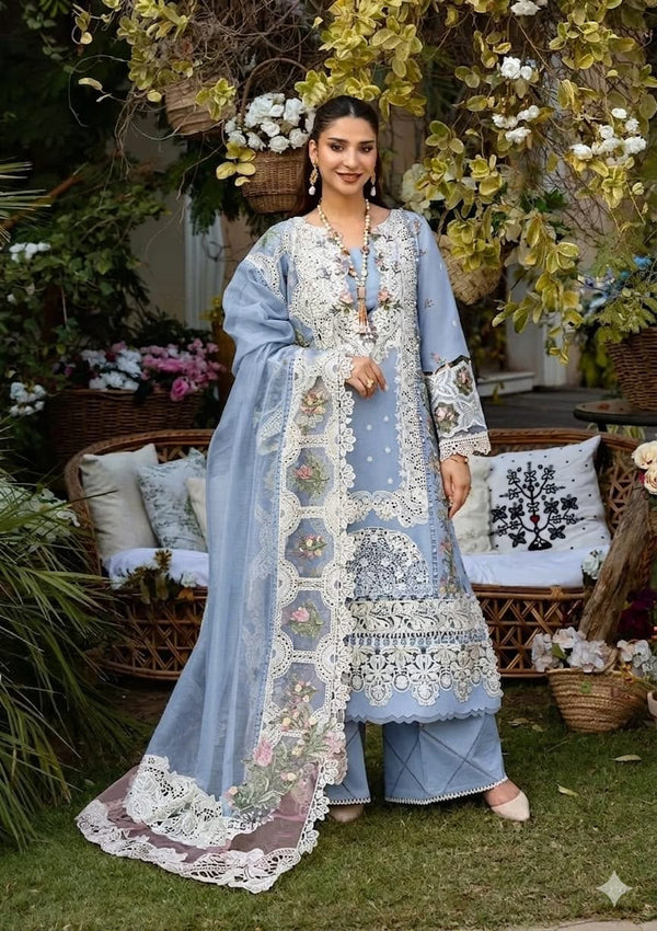 ELAF-Inspired Chikankari Embroidered Lawn 3-Piece Suit / Moonlight Motifs SK 02