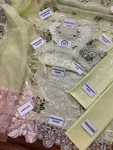 Khaadi-Inspired Chikankari Embroidered Lawn 3-Piece Suit / Moonlight Motifs SK 01