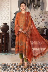 Maria B Inspired Sequence Embroidered Chiffon Suit with Lawn Trouser (3-Piece Unstitched) / Moonlight Motifs