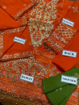 Maria B Inspired Sequence Embroidered Chiffon Suit with Lawn Trouser (3-Piece Unstitched) / Moonlight Motifs