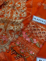 Maria B Inspired Sequence Embroidered Chiffon Suit with Lawn Trouser (3-Piece Unstitched) / Moonlight Motifs