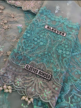 Embroidered Organza 3-Piece Suit with Handwork & Dupatta / Moonlight Motifs