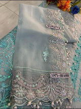 Embroidered Organza 3-Piece Suit with Handwork & Dupatta / Moonlight Motifs